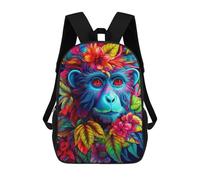 sinyumoney Zaino Per Bambini, Borsa Scolastica Colorful Monkey Portrait-3 Zaino Per Studenti Di Grande Capacità, Zaino Per Ragazzi, Ragazze, Adulti, Adolescenti 17inch