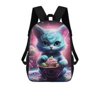 sinyumoney Zaino Per Bambini, Borsa Scolastica Cosmic Kitten with Cupcake Zaino Per Studenti Di Grande Capacità, Zaino Per Ragazzi, Ragazze, Adulti, Adolescenti 17inch