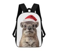sinyumoney Zaino Per Bambini, Borsa Scolastica Cute Tree Hyrax with Santa Hat Zaino Per Studenti Di Grande Capacità, Zaino Per Ragazzi, Ragazze, Adulti, Adolescenti 17inch