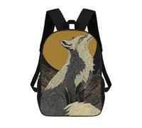 sinyumoney Zaino Per Bambini, Borsa Scolastica Fox Howling at The Moon Illustration Zaino Per Studenti Di Grande Capacità, Zaino Per Ragazzi, Ragazze, Adulti, Adolescenti 17inch