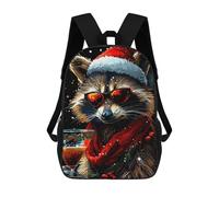sinyumoney Zaino Per Bambini, Borsa Scolastica Funny Raccoon Christmas Zaino Per Studenti Di Grande Capacità, Zaino Per Ragazzi, Ragazze, Adulti, Adolescenti 17inch