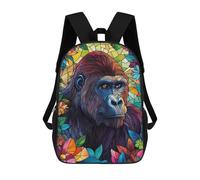 sinyumoney Zaino Per Bambini, Borsa Scolastica Gorilla in Flowers Zaino Per Studenti Di Grande Capacità, Zaino Per Ragazzi, Ragazze, Adulti, Adolescenti 17inch