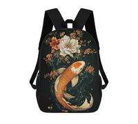 sinyumoney Zaino Per Bambini, Borsa Scolastica Koi Fish with Flowers Zaino Per Studenti Di Grande Capacità, Zaino Per Ragazzi, Ragazze, Adulti, Adolescenti 17inch