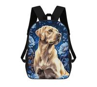 sinyumoney Zaino Per Bambini, Borsa Scolastica Labrador with Blue Floral Background Zaino Per Studenti Di Grande Capacità, Zaino Per Ragazzi, Ragazze, Adulti, Adolescenti 17inch