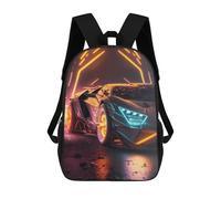 sinyumoney Zaino Per Bambini, Borsa Scolastica Neon Future Car Zaino Per Studenti Di Grande Capacità, Zaino Per Ragazzi, Ragazze, Adulti, Adolescenti 17inch