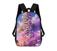 sinyumoney Zaino Per Bambini, Borsa Scolastica Neon Skyscraper Dreamscape -2 Zaino Per Studenti Di Grande Capacità, Zaino Per Ragazzi, Ragazze, Adulti, Adolescenti 17inch