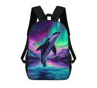 sinyumoney Zaino Per Bambini, Borsa Scolastica Orca Under Aurora Borealis Zaino Per Studenti Di Grande Capacità, Zaino Per Ragazzi, Ragazze, Adulti, Adolescenti 17inch