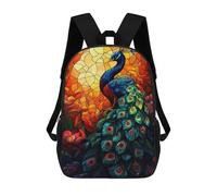 sinyumoney Zaino Per Bambini, Borsa Scolastica Peacock Stained Glass Zaino Per Studenti Di Grande Capacità, Zaino Per Ragazzi, Ragazze, Adulti, Adolescenti 17inch