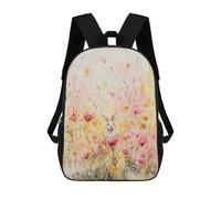 sinyumoney Zaino Per Bambini, Borsa Scolastica Rabbit in A Wildflower Meadow Zaino Per Studenti Di Grande Capacità, Zaino Per Ragazzi, Ragazze, Adulti, Adolescenti 17inch
