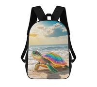 sinyumoney Zaino Per Bambini, Borsa Scolastica Rainbow Sea Turtle on Beach Zaino Per Studenti Di Grande Capacità, Zaino Per Ragazzi, Ragazze, Adulti, Adolescenti 17inch