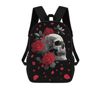 sinyumoney Zaino Per Bambini, Borsa Scolastica Skull And Roses on Black Background Zaino Per Studenti Di Grande Capacità, Zaino Per Ragazzi, Ragazze, Adulti, Adolescenti 17inch