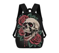 sinyumoney Zaino Per Bambini, Borsa Scolastica Skull with Roses Illustration Zaino Per Studenti Di Grande Capacità, Zaino Per Ragazzi, Ragazze, Adulti, Adolescenti 17inch