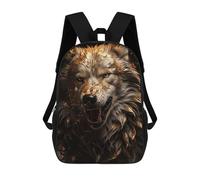sinyumoney Zaino Per Bambini, Borsa Scolastica White Wolf in Gold Zaino Per Studenti Di Grande Capacità, Zaino Per Ragazzi, Ragazze, Adulti, Adolescenti 17inch