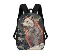 sinyumoney Zaino Per Bambini, Borsa Scolastica White Wolf in Snowy Forest Zaino Per Studenti Di Grande Capacità, Zaino Per Ragazzi, Ragazze, Adulti, Adolescenti 17inch