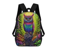 sinyumoney Zaino per bambini Colorful Dragon Artwork-22 Per Bambini E Ragazze, Zaino Da Viaggio Per Bambini, Zaino Scuola Per Adolescenti, Owl Forest Colorful, 17"