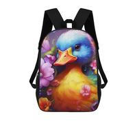 sinyumoney Zaino Per Bambini, Colorful Duck with Flowers Zaino Scolastico Di Grande Capacità Per Studenti, Zaino Per Ragazzi, Ragazze, Adulti, Adolescenti 17inch