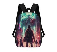 sinyumoney Zaino Per Bambini Colorful Mythical Beast con Flames Ragazzi E Ragazze, Zaino Da Viaggio Per Adolescenti, Giant Monster Cityscape, 17"