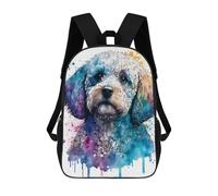 sinyumoney Zaino Per Bambini Colorful Watercolor Dog Art Print Zaino Scolastico 3D Borsa Scolastica Zaino Scolastico Per Bambini Borse Scolastiche Zaino Alla Moda Con Tasca Borse Per Libri 17inch