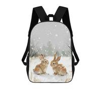 sinyumoney Zaino per bambini con stampa 3D arcobaleno Unicorn Cosmic Borsa da scuola, zaino per studenti, zaino alla moda e leggero per scuola, college e viaggi, Winter Bunnies In The Snow, 17"