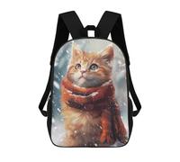 sinyumoney Zaino per bambini con stampa 3D arcobaleno Unicorn Cosmic Borsa da scuola, zaino per studenti, zaino alla moda e leggero per scuola, college e viaggi, Orange Kitten In Inverno, 17"