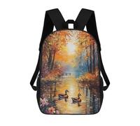 sinyumoney Zaino Per Bambini Con Stampa 3D Autumn River Ducks Per Studenti Scolastici, Zaini, Borse A Tracolla, Borse Per Libri 17inch