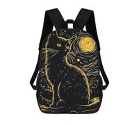 sinyumoney Zaino Per Bambini Con Stampa 3D Black Cat Starry Night Per Studenti Scolastici, Zaini, Borse A Tracolla, Borse Per Libri 17inch