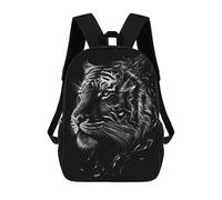 sinyumoney Zaino Per Bambini Con Stampa 3D Black Silver Tiger Per Studenti Scolastici, Zaini, Borse A Tracolla, Borse Per Libri 17inch