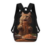 sinyumoney Zaino Per Bambini Con Stampa 3D Cat Eating Spaghetti Per Studenti Scolastici, Zaini, Borse A Tracolla, Borse Per Libri 17inch