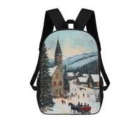 sinyumoney Zaino per bambini con stampa 3D Charming Snowman Ornament Borsa da scuola, Zaino per studenti, Zaino alla moda e leggero per la scuola, il college e i viaggi, Christmas Village Painting, 17