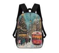 sinyumoney Zaino per bambini con stampa 3D Charming Snowman Ornament Borsa da scuola, Zaino per studenti, Zaino alla moda e leggero per la scuola, il college e i viaggi, Snowy Christmas Street Scene