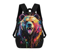 sinyumoney Zaino Per Bambini Con Stampa 3D Colorful Bear Portrait Per Studenti Scolastici, Zaini, Borse A Tracolla, Borse Per Libri 17inch