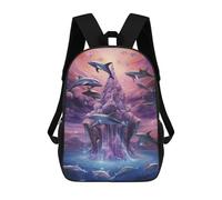 sinyumoney Zaino Per Bambini Con Stampa 3D Dolphins Around An Enchanted Island Per Studenti Scolastici, Zaini, Borse A Tracolla, Borse Per Libri 17inch