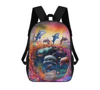 sinyumoney Zaino Per Bambini Con Stampa 3D Dolphins in A Colorful Ocean -2 Per Studenti Scolastici, Zaini, Borse A Tracolla, Borse Per Libri 17inch