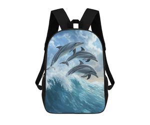 sinyumoney Zaino Per Bambini Con Stampa 3D Dolphins Leaping Wave Per Studenti Scolastici, Zaini, Borse A Tracolla, Borse Per Libri 17inch