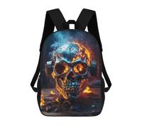 sinyumoney Zaino Per Bambini Con Stampa 3D Dynamic Flames Skull Per Studenti Scolastici, Zaini, Borse A Tracolla, Borse Per Libri 17inch