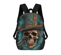 sinyumoney Zaino per bambini con stampa 3D Eagle with Flowers Artwork per bambini, spazioso zaino da viaggio alla moda, zaino per bambini, Steampunk Skull Art Print, 17"