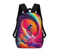 sinyumoney Zaino per bambini con stampa 3D Eagle with Flowers Artwork per bambini, spazioso zaino da viaggio alla moda, zaino per bambini, Space Surfing Odyssey, 17"