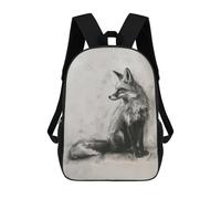 sinyumoney Zaino Per Bambini Con Stampa 3D Fox In Charcoal Sketch Per Studenti Scolastici, Zaini, Borse A Tracolla, Borse Per Libri 17inch