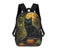 sinyumoney Zaino Per Bambini Con Stampa 3D Halloween Black Cat with Pumpkins-6 Per Studenti Scolastici, Zaini, Borse A Tracolla, Borse Per Libri 17inch