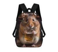 sinyumoney Zaino Per Bambini Con Stampa 3D Hamster Drinking Beer Per Studenti Scolastici, Zaini, Borse A Tracolla, Borse Per Libri 17inch