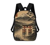 sinyumoney Zaino per bambini con stampa 3D Howling Wolf Red Moon Borsa da scuola, Zaino per studenti, Zaino alla moda e leggero per la scuola, il college e i viaggi, Landscape giapponese con Torii