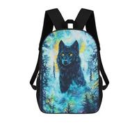 sinyumoney Zaino per bambini con stampa 3D Howling Wolf Red Moon Borsa da scuola, Zaino per studenti, Zaino alla moda e leggero per la scuola, il college e i viaggi, Wolf Forest Animal, 17"