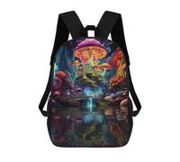 sinyumoney Zaino per bambini con stampa 3D Howling Wolf Red Moon Borsa da scuola, Zaino per studenti, Zaino alla moda e leggero per la scuola, il college e i viaggi, Mushroom Fantasy World, 17"