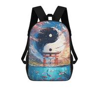 sinyumoney Zaino per bambini con stampa 3D Howling Wolf Red Moon Borsa da scuola, Zaino per studenti, Zaino alla moda e leggero per la scuola, il college e i viaggi, Balance Of The Elements, 17"