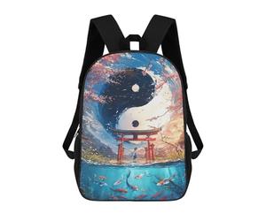 sinyumoney Zaino per bambini con stampa 3D Howling Wolf Red Moon Borsa da scuola, Zaino per studenti, Zaino alla moda e leggero per la scuola, il college e i viaggi, Balance Of The Elements, 17"