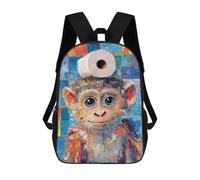 sinyumoney Zaino Per Bambini Con Stampa 3D Monkey with Toilet Paper Per Studenti Scolastici, Zaini, Borse A Tracolla, Borse Per Libri 17inch