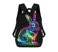sinyumoney Zaino Per Bambini Con Stampa 3D Neon Rainbow Bunny Per Studenti Scolastici, Zaini, Borse A Tracolla, Borse Per Libri 17inch