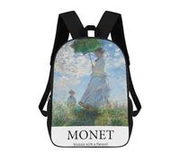 sinyumoney Zaino per bambini con stampa 3D Olive Trees Borsa da scuola, zaino per studenti, zaino alla moda e leggero per scuola, college e viaggi, Claude Monet Woman Ombrellone, 17"