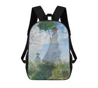 sinyumoney Zaino per bambini con stampa 3D Olive Trees Borsa da scuola, zaino per studenti, zaino alla moda e leggero per scuola, college e viaggi, Monet Woman Ombrellone, 17"
