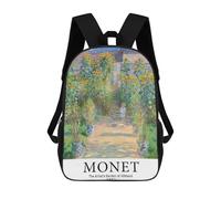 sinyumoney Zaino per bambini con stampa 3D Olive Trees Borsa da scuola, zaino per studenti, zaino alla moda e leggero per scuola, college e viaggi, Claude Monet Famous Art, 17"